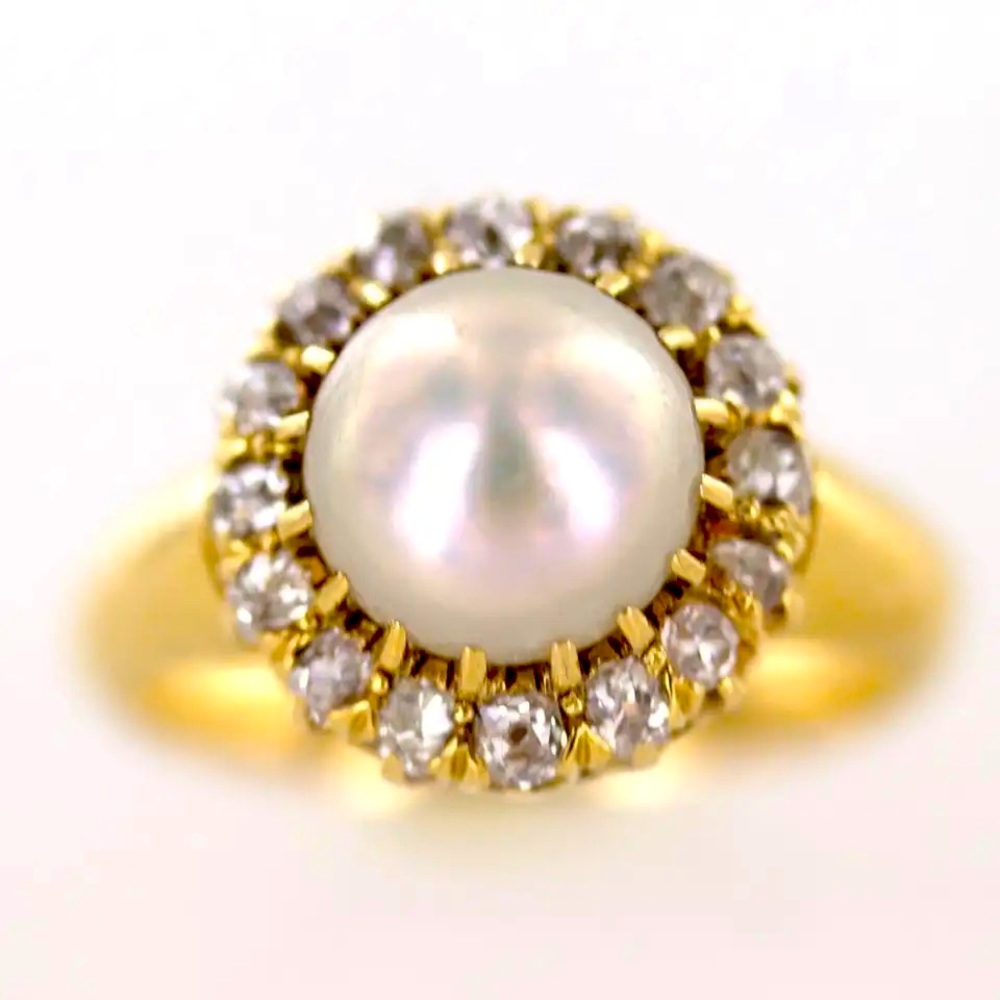 Tiffany Pearl Diamond ring. Antique.